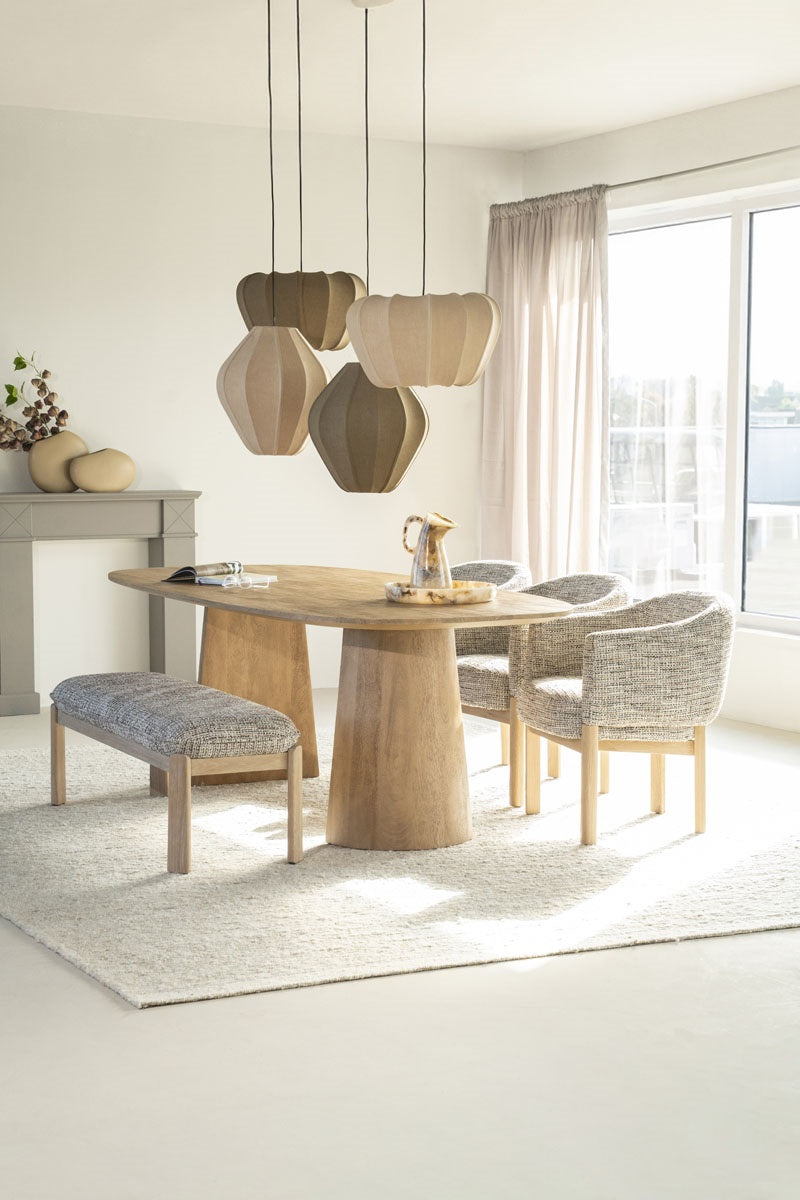 Eettafel Lune 240x105 cm naturel – schuin vooraanzicht