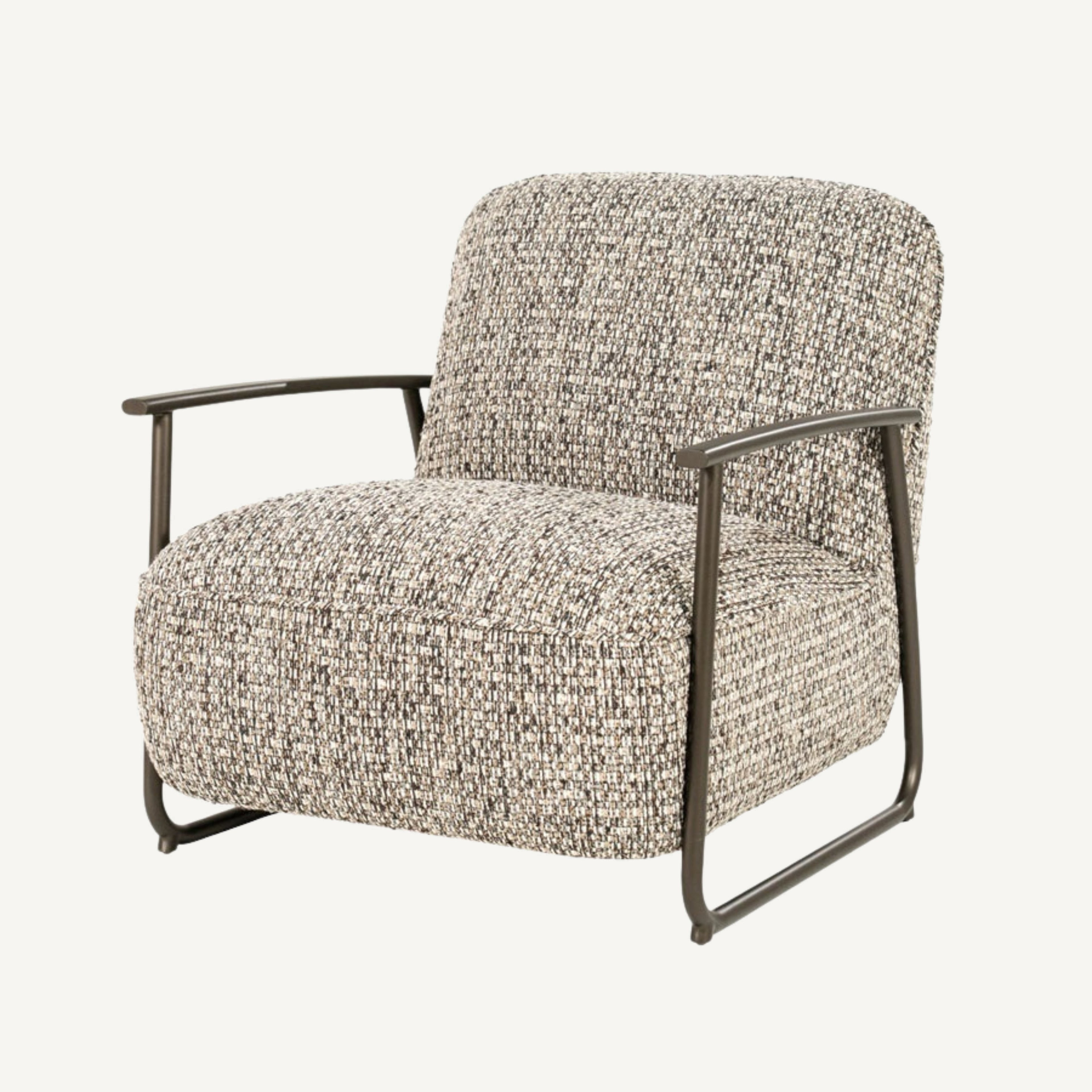 Fauteuil Norel taupe Vive – fauteuil van Eleonora met gemêleerde stof en metalen frame