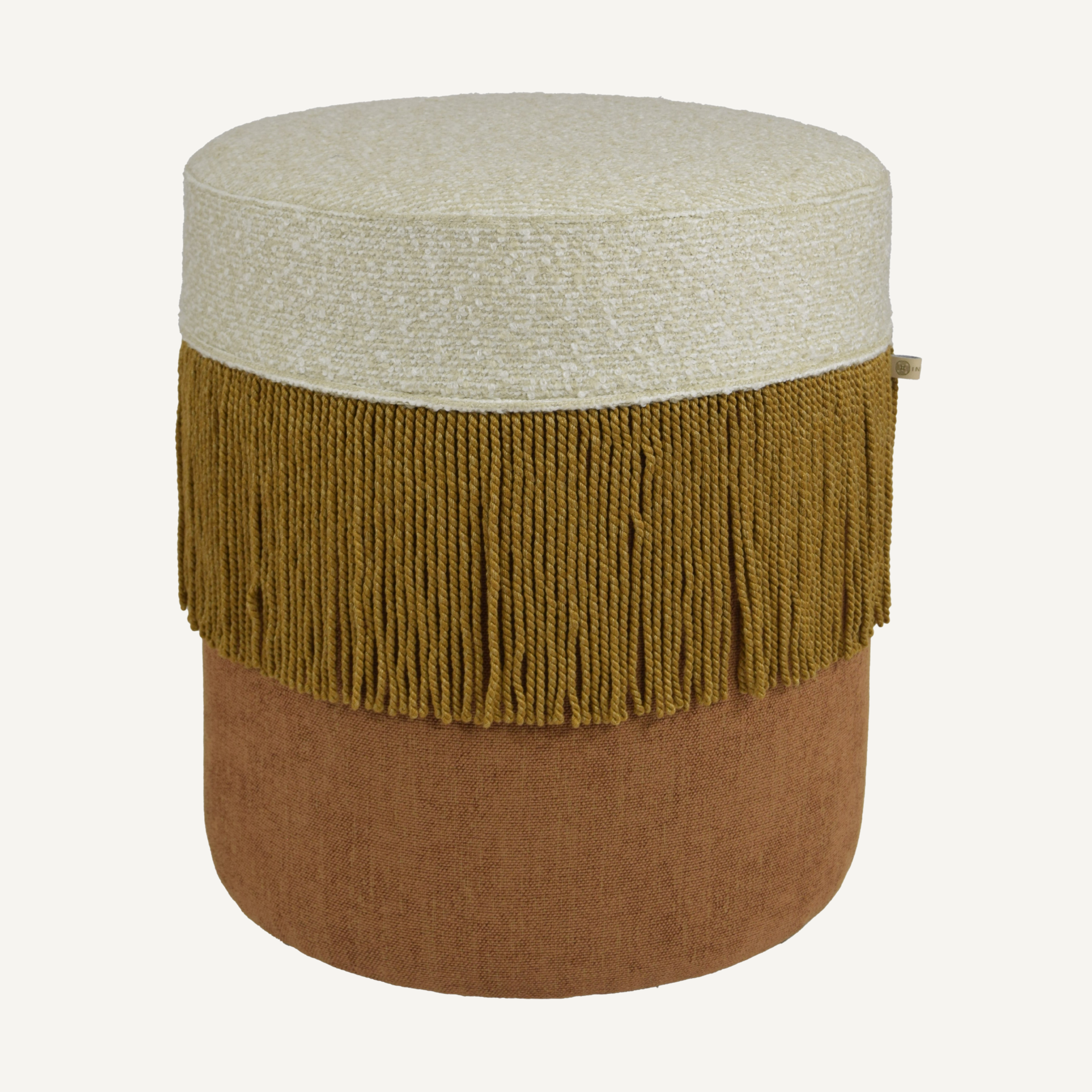 Poef Golden Native Dove Florence Fringe Ambergold