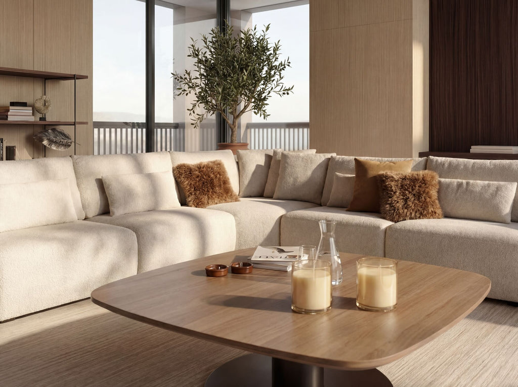 Modulaire bank Mostera met chaise longue, sfeerbeeld interieur